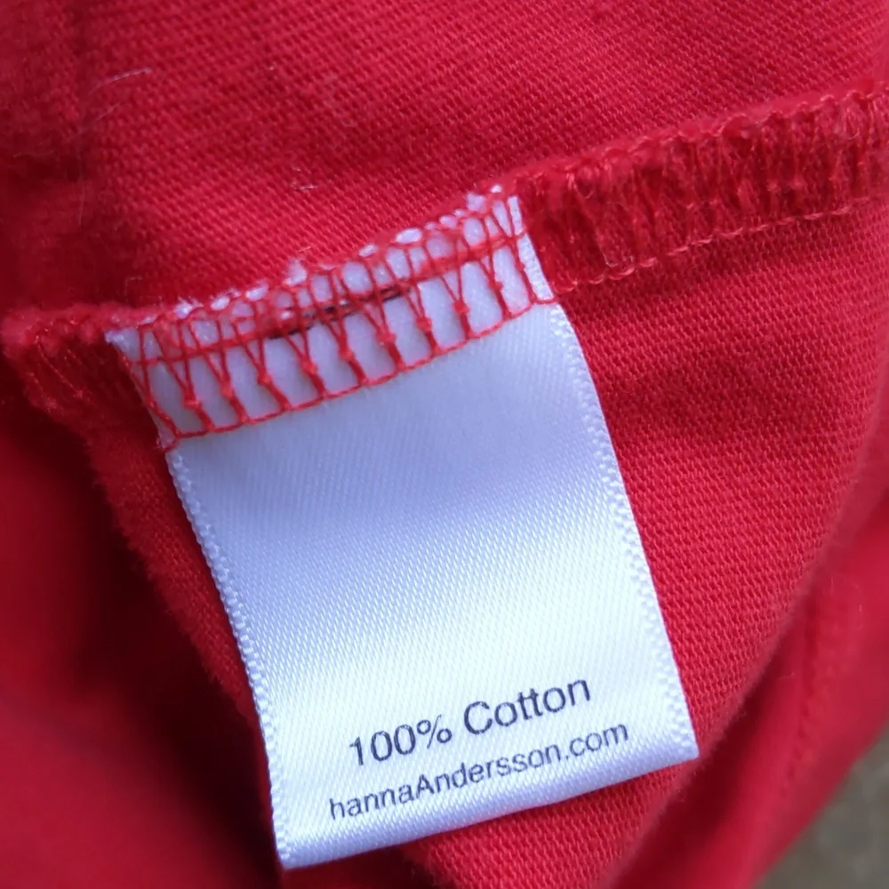 Size 5 Hanna Andersson red deer cotton long sleeve dress with pockets